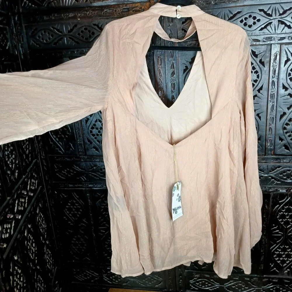 NWT Show Me Your Mumu Blush and Gold Josephine Bell Dress Large Holiday - Picture 5 of 10
